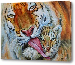    Тигрица с тигренком