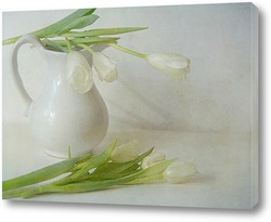  Белые тюльпаны с жемчугом