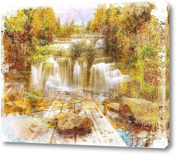   Картина Мостик у водопада