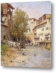   Картина Пейзаж с деревней на окраине Рима