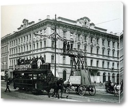   Картина Работы по укреплению электропроводов для трамвайного движения на Невском проспекте 1907
