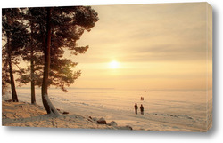   Картина Зимний вечер на Финском заливе