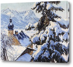   Картина Партенкирхен с видом на цепь Альпшпитце