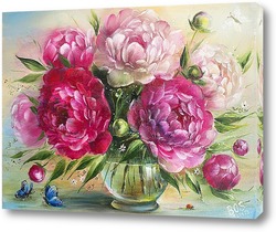   Картина Бордовые и розовые пионы