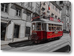   Картина красный трамвай