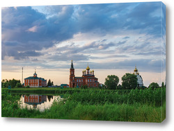   Картина The temple of Nicholas the Wonderworker on the bank of the river.	