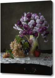   Картина Натюрморт с букетом цветов и фруктами