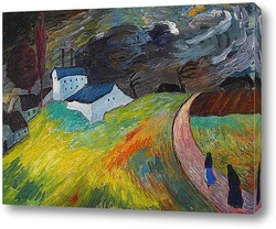   Картина Сельский ландшафт с 2 возвращающимися домой женщинами