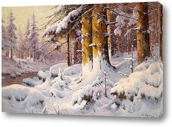   Картина Зимний лес на солнце  