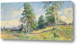   Картина Русская деревня весной