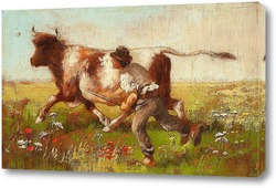    Молодой пастух в поле