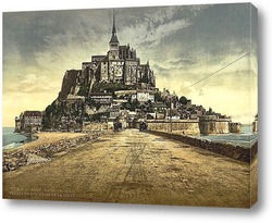   Картина Южный фронт с дамбой, Мон-Сен-Мишель, Франция 1890-1900 гг