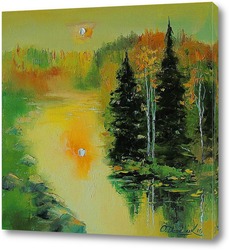   Картина Закат у реки