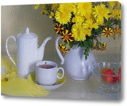   Картина Чайная пара и хризантемы