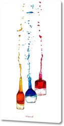   Картина Бутылки, из которых льются струи вина.