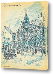   Картина Париж. Санкт Медард.Церковь Муффетар