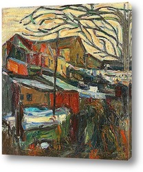   Картина Зима, задний двор