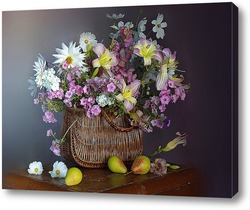   Картина Цветы в бело-розовых тонах в карзинке