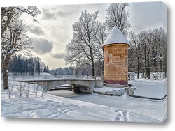   Картина Зима в Павловсе. Пиль-башня и Пильбашенный мост.