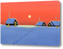   Картина Закат над деревней