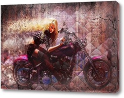   Картина Девушка и мотоцикл