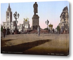   Картина Памятник А. Пушкину и Страстной монастырь на открытке, 19 век
