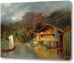    Дом на озере Бринц с лодкой и утоками, 1832