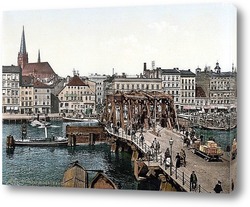   Картина Длинный мост в Щецине.1890-1990 гг