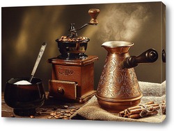   Картина Свежеприготовленный кофе из только что перемолотых кофейных зерен