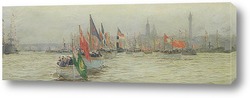   Картина Река,шествие короля Георга, 1919