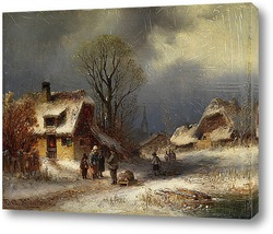  Снежные сцены в деревне