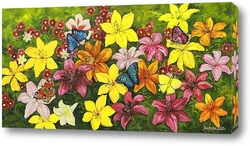   Картина Цветы и бабочки