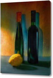   Картина 2 бутылки и лимон