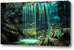   Картина водопад на земле индейцев Мая. Мексика