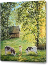   Картина Летом в деревне