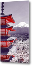  Картина Храм на фоне горы Фудзи