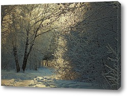  Картина Зимний, лесной пейзаж