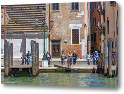   Картина Венеция. Остановка городского транспорта.