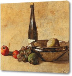   Натюрморт с бутылкой вина и фруктами