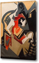   Картина Сидящая женщина - Композиция с красным пятном