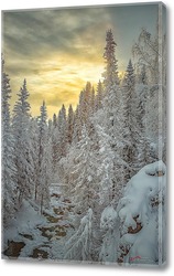   Картина Зимний пейзаж на печёрском водопаде