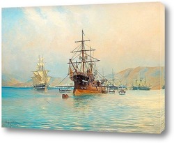   Картина Французский фрегат у берегов французской Ривьеры