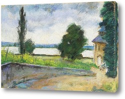   Картина Дом около озера