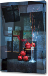   Картина Натюрморт со спелыми гранатами у темного окна