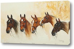   Картина "Сезон 1922-1923" Портрет пять лошадей