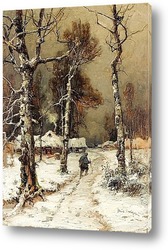   Картина Дорога домой через зимний лес