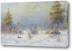   Картина Зимняя сцена охоты