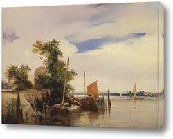   Картина Баржи на реке