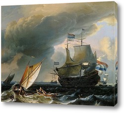   Картина Голландские корабли в шторм близ Амстердама
