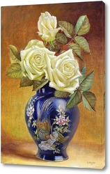 Розы в стеклянной вазочке